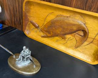 Wood carved fish art
