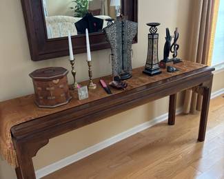 Sofa table with Asian decor