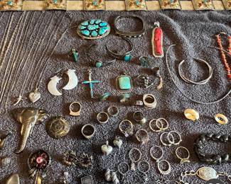 So much sterling! I love that giant coral stick pendant set in sterling!