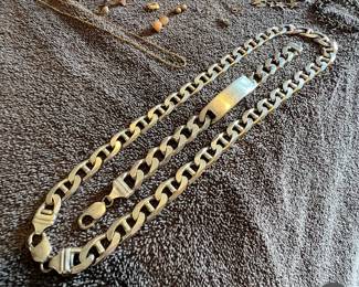 Huge heavy mens sterling silver chain necklace and super heavy bracelet that is actually blank and not even engraved! I’m pretty sure this is the biggest silver chain we’ve ever sold!
These pieces are awesome. 