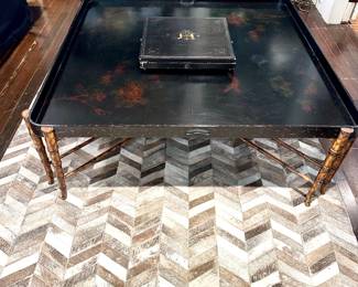 Oversized square Theirien Studio Workshop lacquer and bamboo "tray-style" Coffee Table 