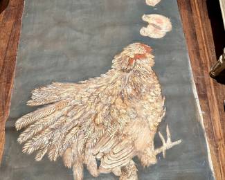 Hand Painted Canvas Rug or Wall Hanging (edges unfinished)