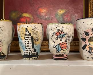 Michael Corny signed ceramic cups