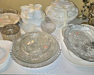 Glass,  crystal,  white milk glass