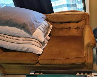 Gold velvet love seat