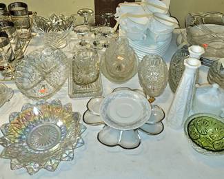 Glass,  crystal,  white milk glass