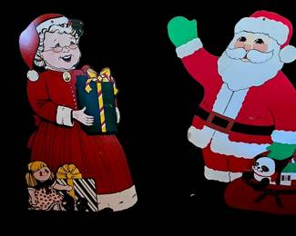 Christmas wood santa and Mrs. Clause