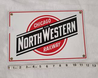 Chicago and northwestern railway repro tin metal sign