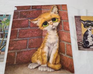 Big Eye Cats litho prints lot