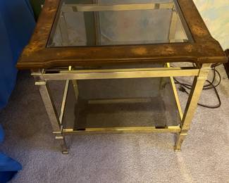 Glass and brass end table