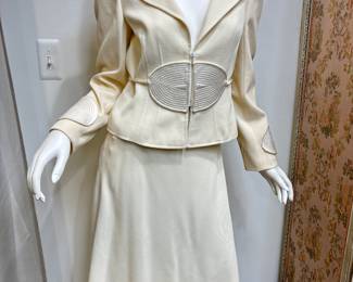 Valentino Cream 3 piece suit, jacket, skirt & pants