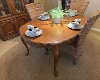 $20 table with leaf.  these chairs not for sale.  set of 6 matching chairs in previous picture.  
