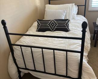 twin iron bed with mattress.  no bedding $40