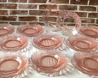 10 Vintage Vereco Franc Pink Swirl Glass Dinner Payes Bowls