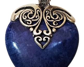 Blue Stone Heart Pendant 