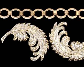 Sterling Bracelet and Brooches 