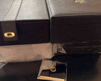 4 Black Jewelrystorage Boxes Plus Compact Mirror