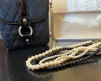Black Belt Bag aParis Hilton Fragrance Gifta And Faux Pearl Multi Strand Choker 85in