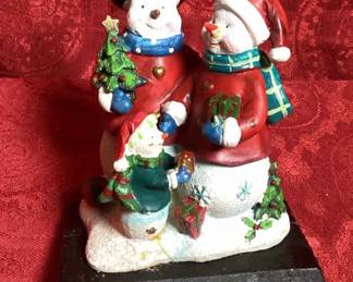 Vantage Christmas Tree Snowman Cast Iron Mama Papa Baby Stocking Holder Mental