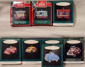 7 Hallmark Miniatures Ornaments Transportation