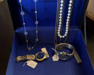 Jewelry storage Box With 2 MenaTMs Watches And 2 Long Necklaces