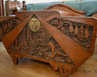 Carved camphor wood trunk