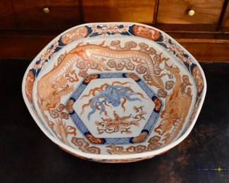Imari bowl with dragons and phoenix