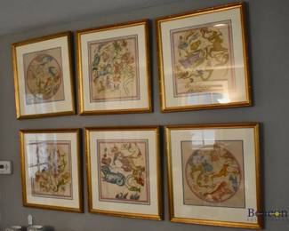 F. J Huntington hand colored constellation engravings
