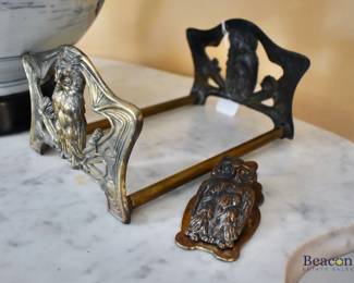 Art Nouveau owl book stand and clip
