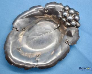 Sterling silver grape leaf dish