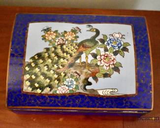 Inaba Cloisonne box with peacock design