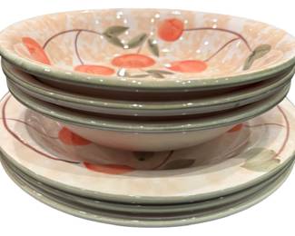 Hand Painted Peach Plates Bowls