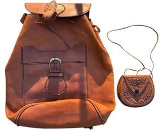 Leather Backpack Coin Purse