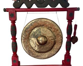 Vintage Wood Brass Gong