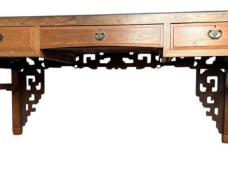 Vintage Chinese Carved Wood Desk