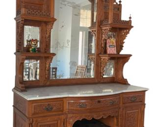 Hand Carved Mallacan Side Board