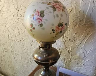 Antique Floral Globe Lamp