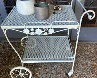 Vintage iron wheeled cart 