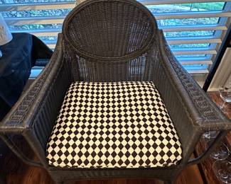 Baker Furniture "Milling Road" Collection wicker chair with custom cushion - set of 2