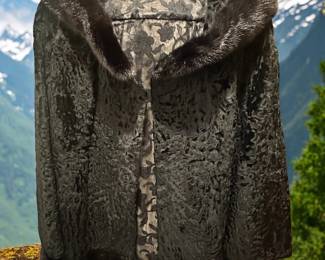 Vintage Persian Lamb coat with mink collar and cuff 