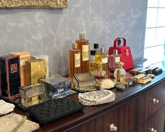 Collection of perfumes and vintage perfume bottles