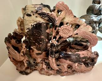 Asian soapstone flower vase/sculpture 