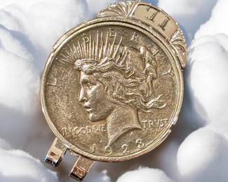 Anson sterling money clip - 1928 Liberty coin