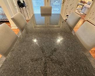 Room & Board kitchen/office table - mesebi black granite top and metal base