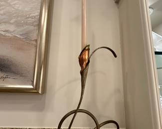 Jake Brubaker forged metal calla lilly candlestick
