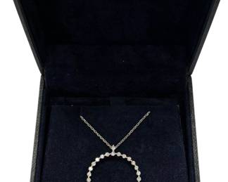 Derco 1" diamond circle pendant necklace with 14k white gold on 16" chain