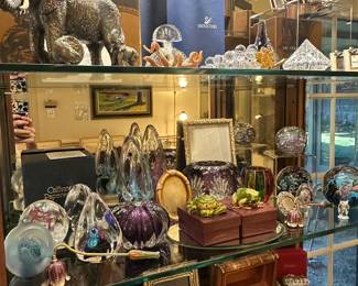 Jay Strongwater, Swarovski, Steuben, Lalique, Limoges, Edgar Berebi, vintage signed paperweights, Murano, Waterford, Baccarat, Neiman Marcus 