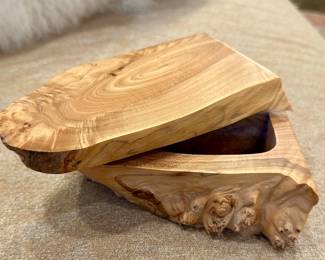 Handmade wooden box with swivel lid