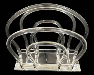RARE Vintage Dorothy Thorpe Lucite and Chrome magazine/book stand 