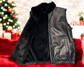 Reversible fur and leather vest